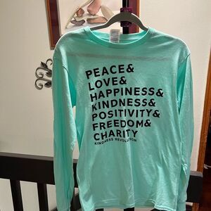 Green & Black Long Sleeve Small T-Shirt”Kindness Revolution  #078